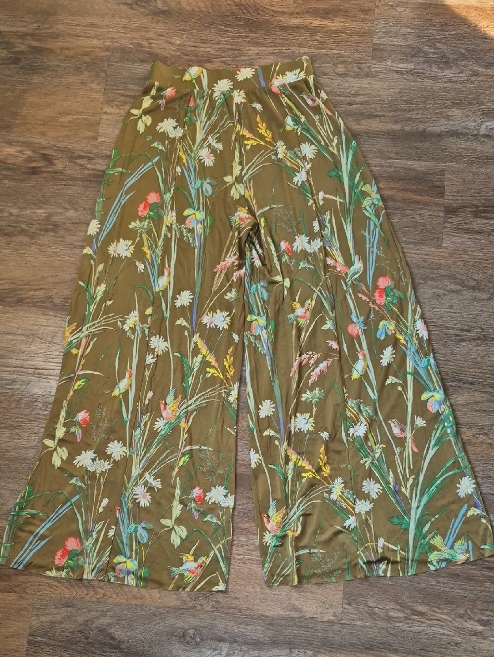 Maeve by Anthropologie Floral Bird Wide Leg Palazzo Pants XS